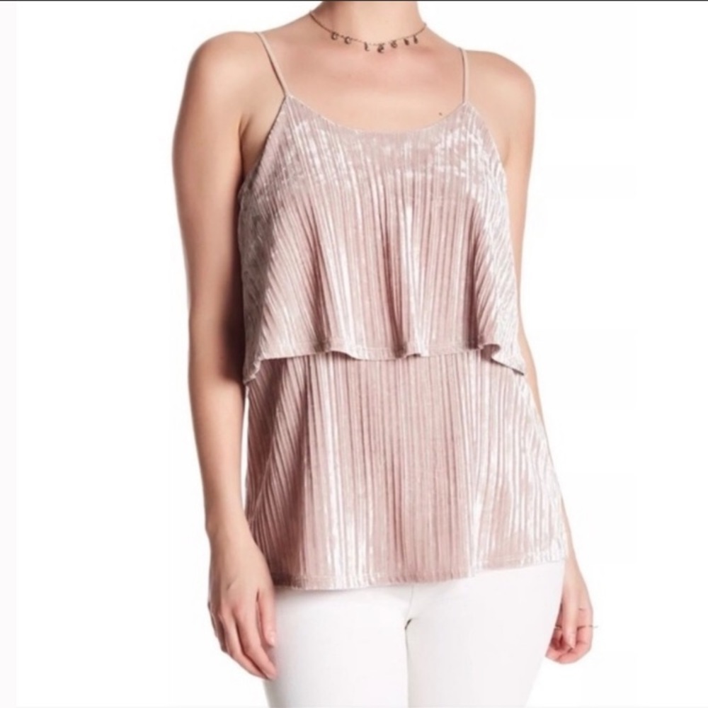 RO & DE Crushed Velvet Tank Top Champagne